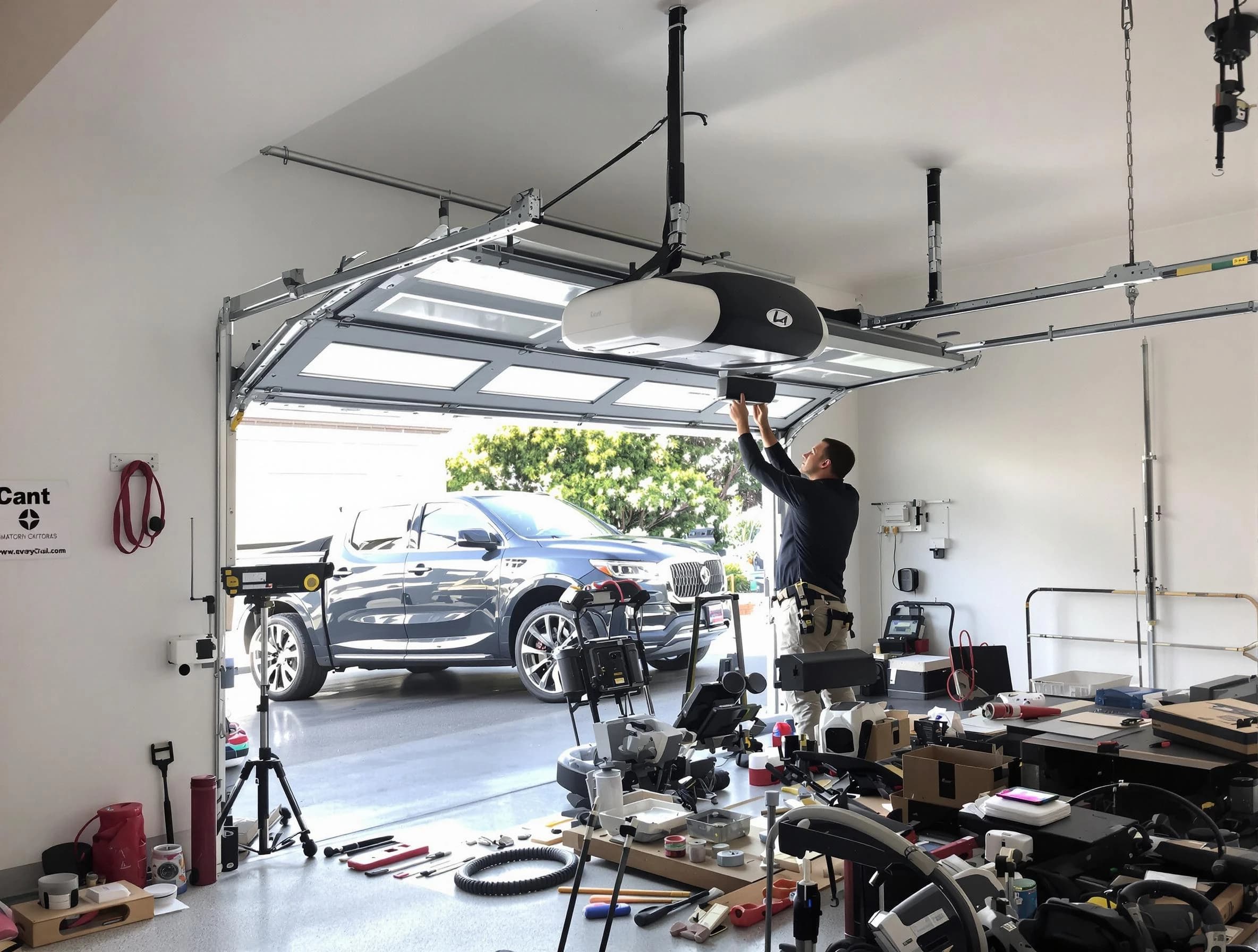 Warr Acres Garage Door Repair specialist installing smart garage door opener system in Warr Acres home