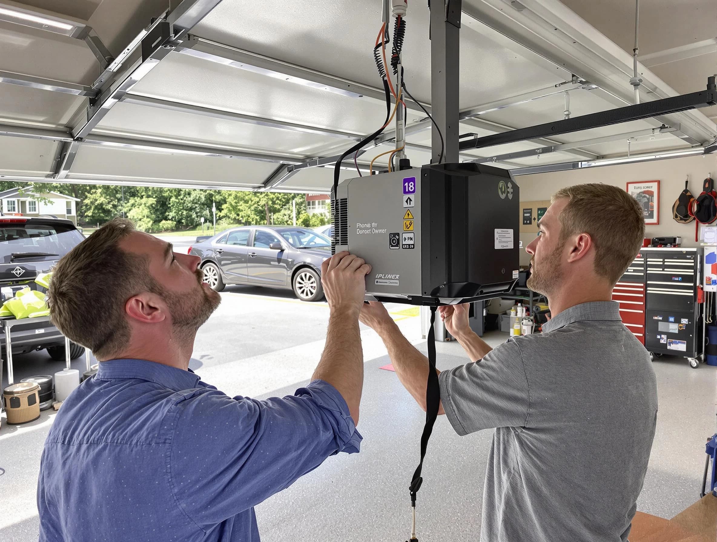 Warr Acres Garage Door Repair technician installing garage door opener in Warr Acres