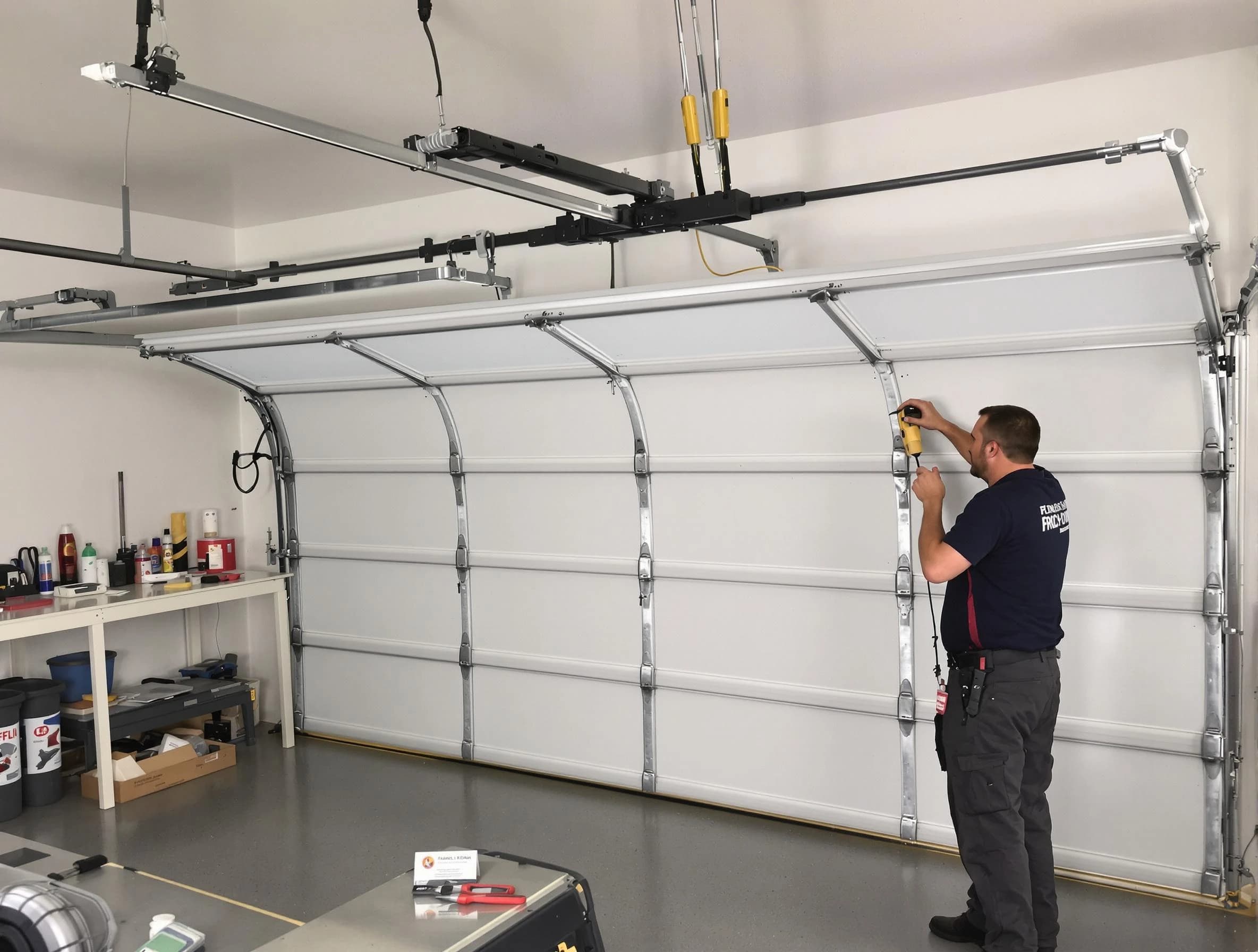 Warr Acres Garage Door Repair certified technician performing overhead door system repair in Warr Acres