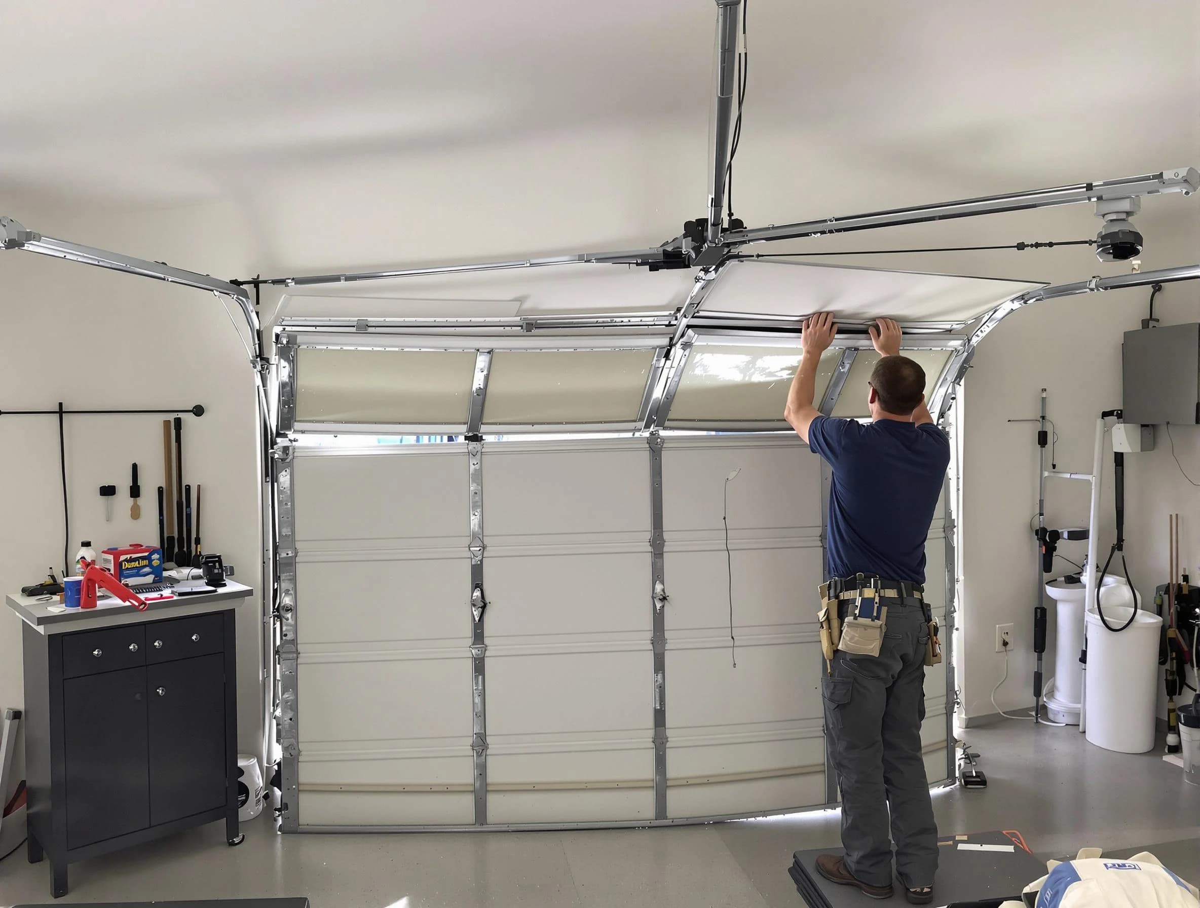 Warr Acres Garage Door Repair specialist performing precise section replacement on Warr Acres garage door