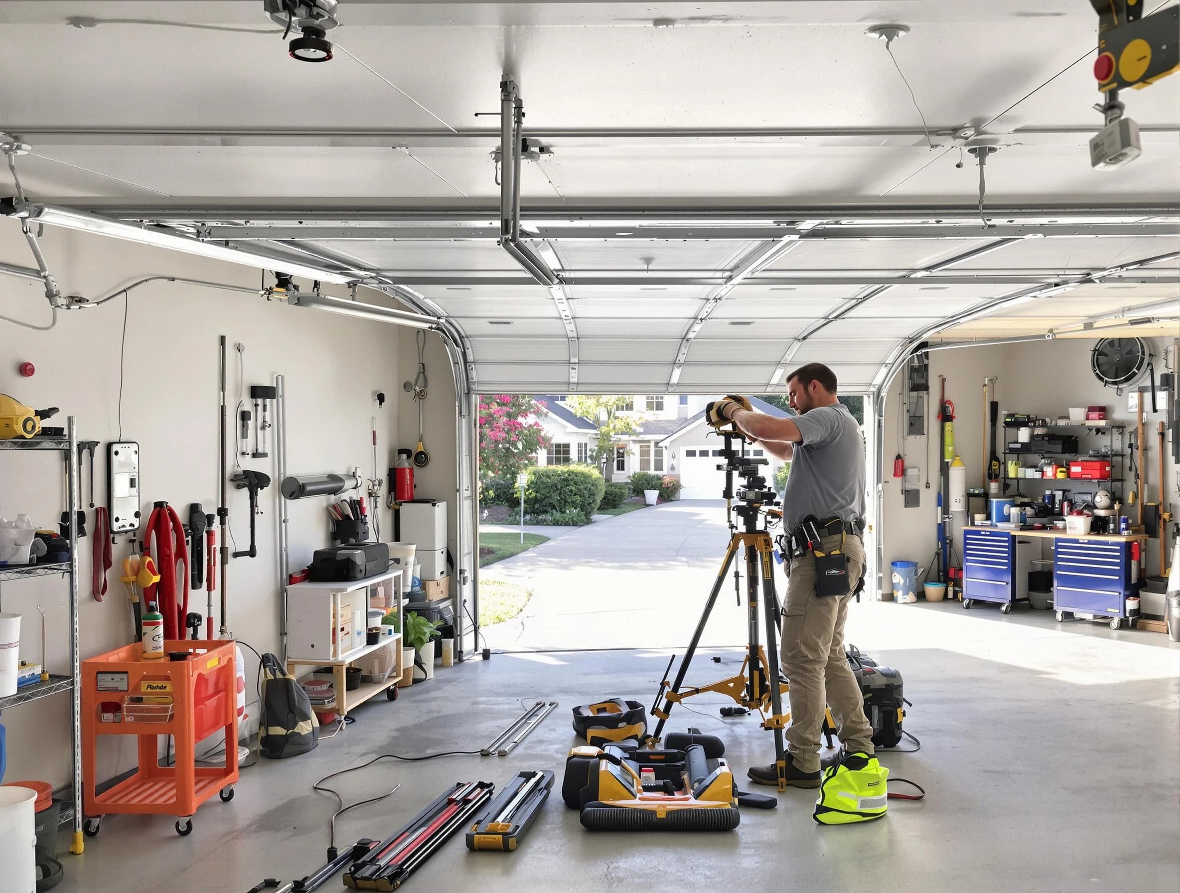 Warr Acres Garage Door Repair specialist performing laser-guided track alignment in Warr Acres