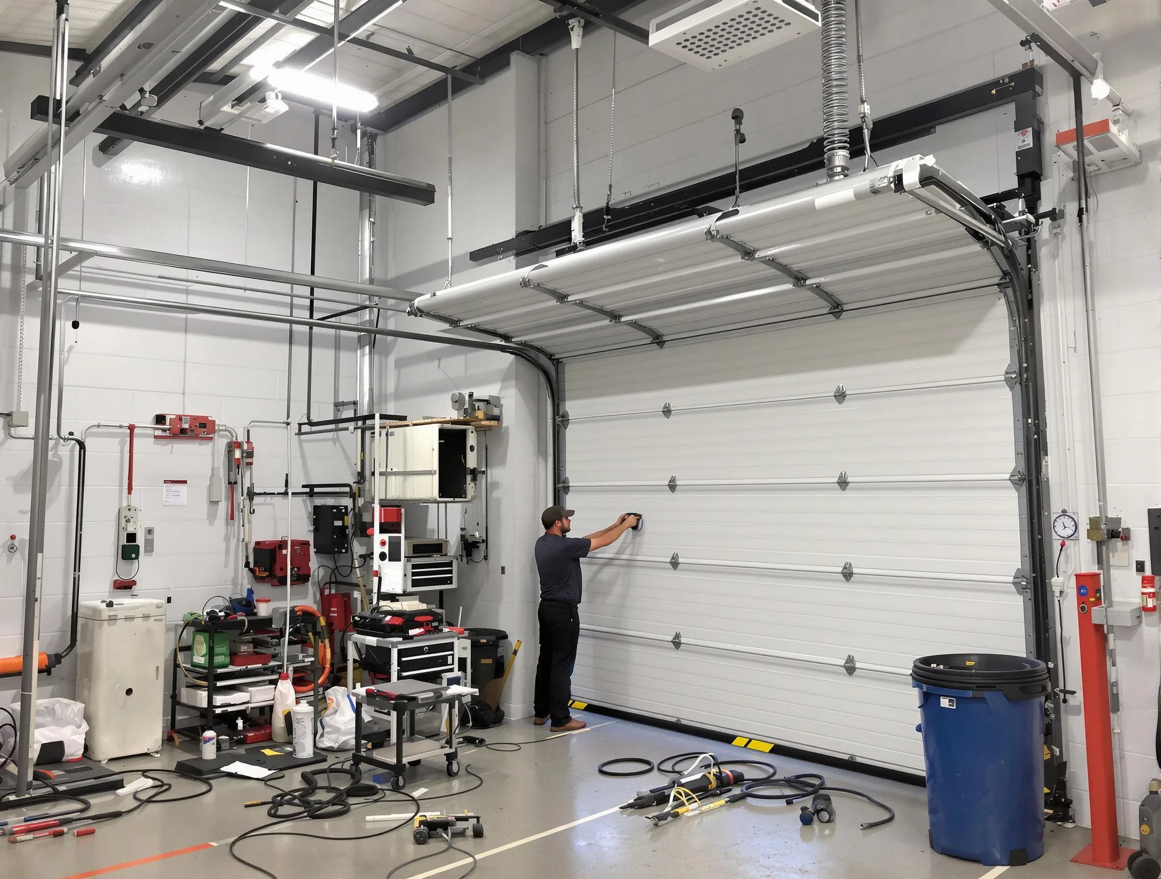 Warr Acres Garage Door Repair certified technician performing commercial door repair at a Warr Acres business facility