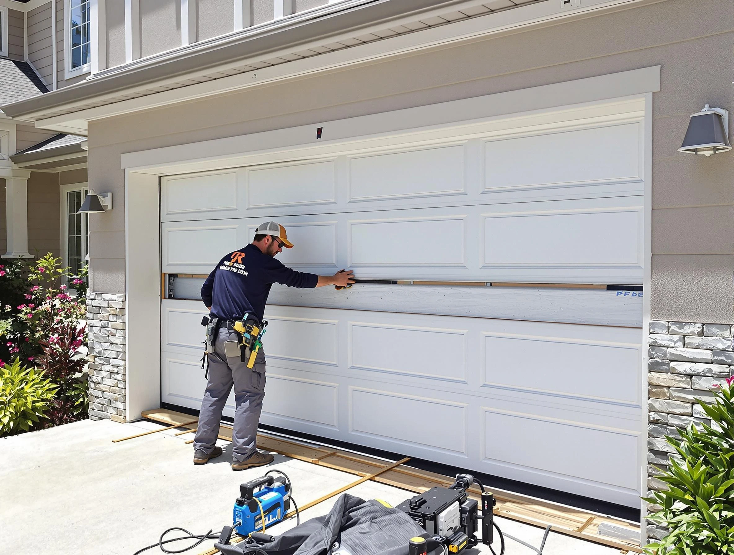 Warr Acres Garage Door Repair team performing complete garage door replacement at Warr Acres residence