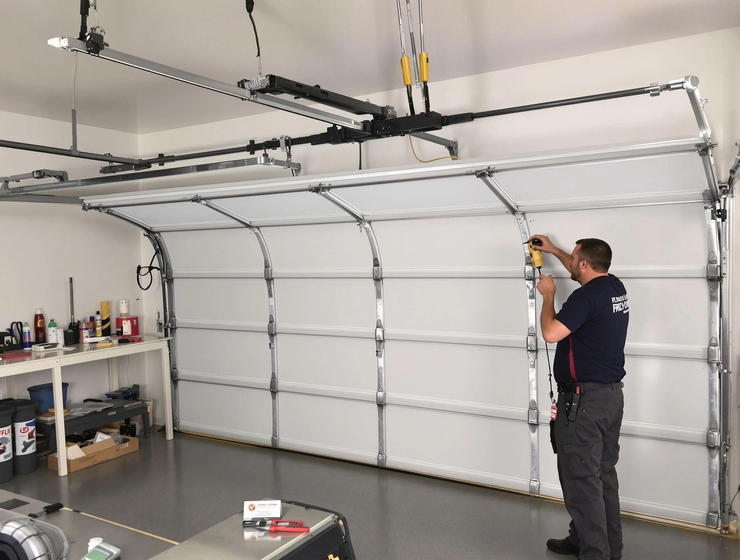 Warr Acres Garage Door Repair certified technician performing overhead door system repair in Warr Acres