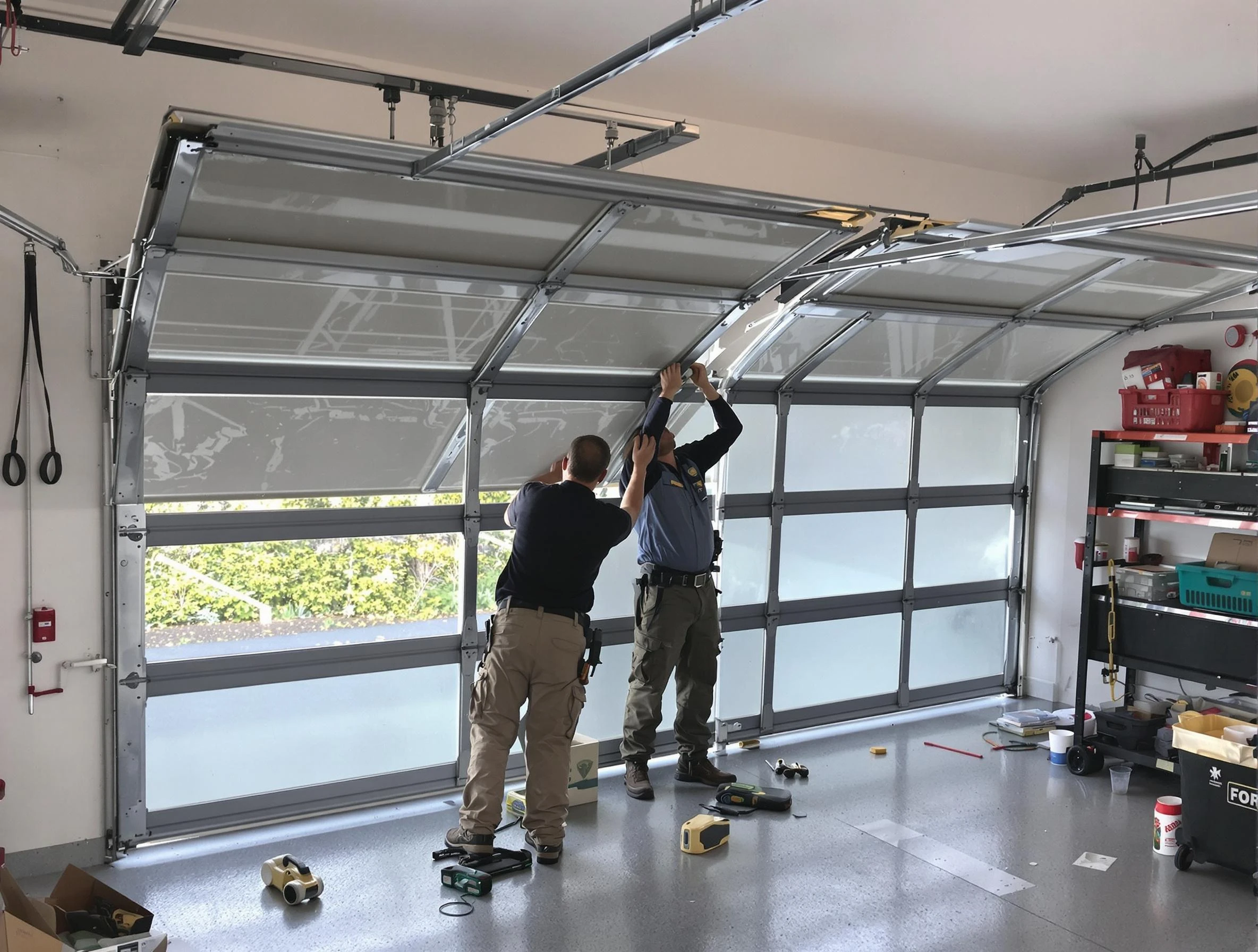 Warr Acres Garage Door Repair expert performing precise panel replacement on Warr Acres garage door