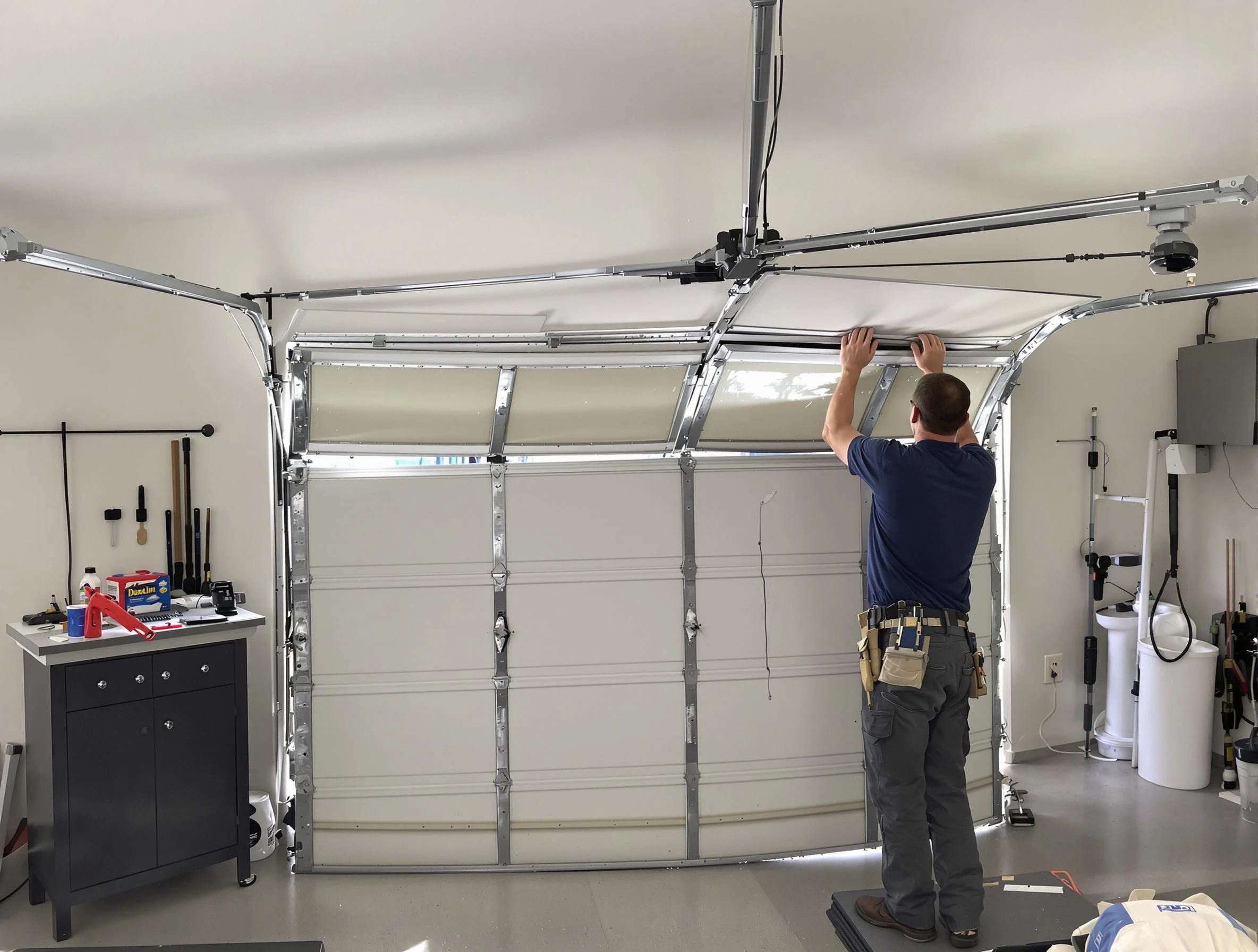 Warr Acres Garage Door Repair specialist performing precise section replacement on Warr Acres garage door